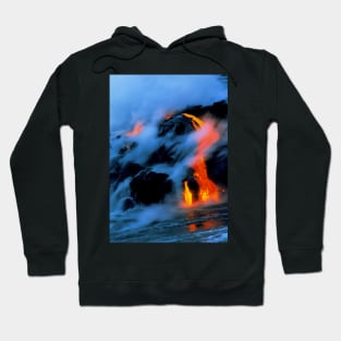 Molten pahoehoe lava flowing into the ocean (E390/0248) Hoodie